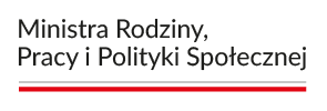 Logo z napisem Ministra Rodziny, Pracy i Polityki Społecznej